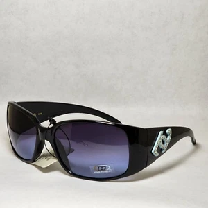 Womens Fashion Sunglasses Big Lens Black Frame Blue Lens Blue Logo Item #DG1608 - Picture 1 of 4