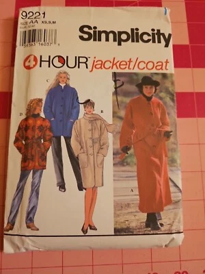 Simplicity Pattern 9221 Jacket Coat Scarf Womens Sizes XS S M UNCUT - Image 1 of 4