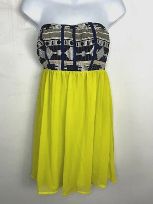 Vestido Babydoll Fun & Flirt para mujer talla S amarillo neón hasta la rodilla sin tirantes Foto 1 de 4