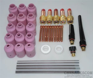 45 pcs TIG Welding Torch Gas Lens Kit WP-17 WP-18 WP-26 WC20 Cerium Tungsten - Picture 1 of 7