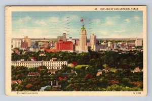 Postkarte Skyline von San Antonio Texas Leinen 3A-H1368 - Bild 1 von 2