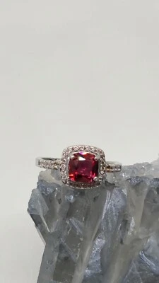 Precioso anillo de cristal de turmalina rosa con acento, TALLA 9 Foto 1 de 4