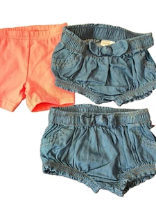 3 pack Cat & Jack Shorts diaper cover pink Size 3-6 months Blue Denim Bow - Picture 1 of 6