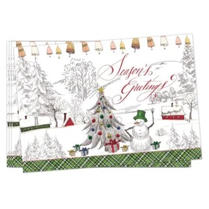 Set / 4 Michel Design Works Cotton Fabric Placemats Christmas Season's Greetings - Picture 1 of 1