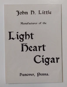 John H. Little Manufacturer Light Heart Cigar Advertisement Hanover, Pensilvania 1915 - Imagen 1 de 1