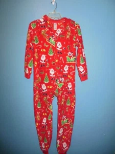 Kids Childrens Place Fleece One Piece PJs 10/12 Santa/Christmas Print - Picture 1 of 3