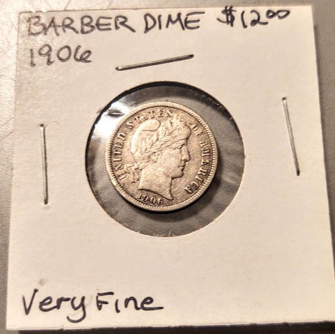 1906 Barber Dime XF  Nice Details Cover