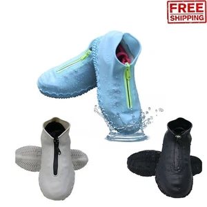 Anti-slip Silicone Zipper Reusable Rain Shoe Covers Waterproof Cover Protector - Picture 1 of 14