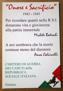 Cartolina "CIMITERO DI GUERRA DEI CADUTI RSI - ONORE E SACRIFICIO - NETTUNO" - Picture 1 of 2