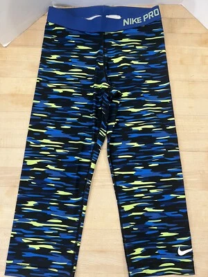 Nike Pro Leggings Women Size M Blue Camo Print Camouflage729415-480 Crop - Image 1 of 4