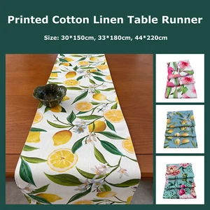 Floral Lemon Cotton Linen Printed Table Runner Garden Blossoms Flower Home Décor - Picture 1 of 21