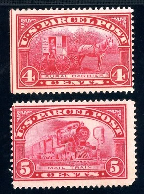 USAstamps Unused FVF US 1913 Parcel Post Scott Q4, Q5 OG MNH Fresh - Image 1 of 2