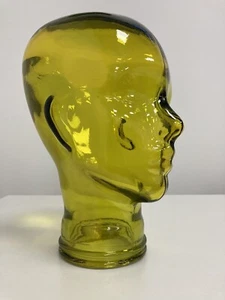 Retro Clear Yellow Glass Head For Hats, Headphones, Masks, Crowns Mannequins - Picture 1 of 4
