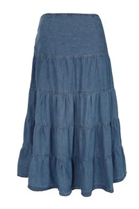 Clove Jeans Women's Denim Midi Skirt- Calf Length Blue Denim Skirts for Women UK - Picture 1 of 6