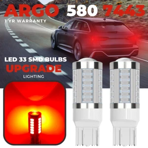 580 T20 Led Brake Light Red Xenon W21/5w 7443 Wedge Car Stop Tail Light Bulbs - Picture 1 of 13