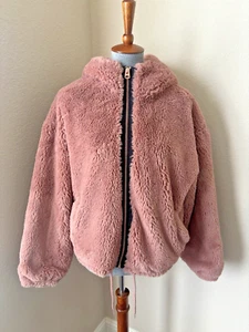 Lucky Brand Women's Size Medium Dusty Rose Soft Faux Fur Hooded Jacket - Picture 1 of 8