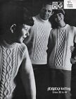 ~ Vintage 1960S Knitting Pattern For Family Size Aran Sweaters ~ 26" ~ 44" ~