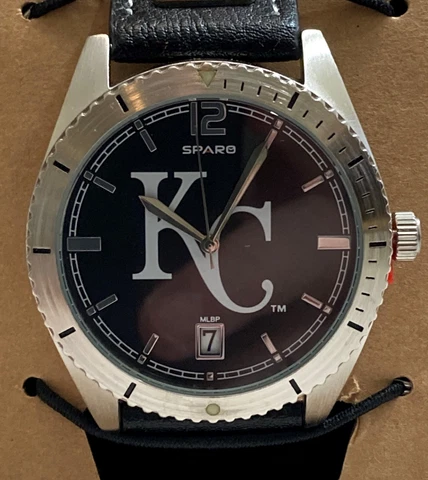 New Kansas City Royals Sparo Guard Style Men's Sports Watch Black Leather Band Cover