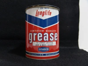 VINTAGE OTASCO LONGLIFE CERTIFIED QUALITY GREASE ONE POUND CAN - Picture 1 of 10