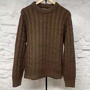 Vintage Pendleton Sweater Brown Virgin Wool Fisherman Cable Knit Made in USA - Picture 1 of 5