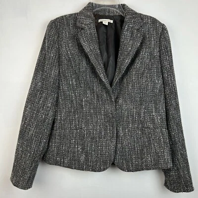 Blazer Coldwater Creek para mujer 10 chaqueta de tweed gris 2 broches texturizado brillante Foto 1 de 4