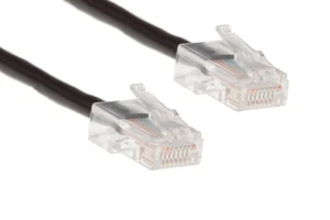 CAT5e Ethernet Patch Cable, Non-Booted, 2 Foot, Black - Lifetime Warranty - Picture 1 of 7