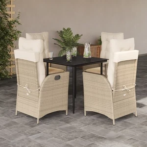 Piece Garden Dining Set with Cushions Beige Poly Rattan Balcony Set vidaXL - Picture 1 of 53