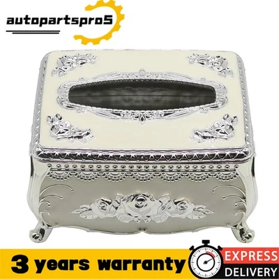 Silver White Luxury European Style Tissue Box Holder For Dining Tables - Image 1 of 4