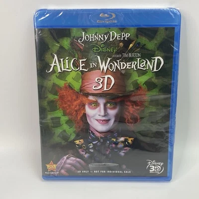 ALICE IN WONDERLAND 3D (Blu-Ray DVD, 2010) Tim Burton Johnny Depp NEW SEALED! - Image 1 of 4