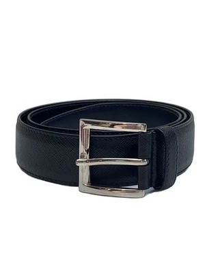 Cinturón de cuero Prada Saffiano, negro, para hombre, 2CM235 Foto 1 de 4