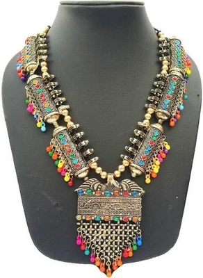 Collana tribale tibetana banjara fatta a mano multicolore perline boho... - Immagine 1 di 3