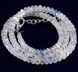 Natural Rainbow Moonstone Bead Necklace 16" AAA Moonstone Gemstone Bead 3-6mm - Picture 1 of 3