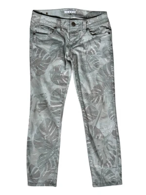 Cabi Flat Front Skinny Green Overtone Leaf Print Women's Pants Size 2 - Image 1 of 4