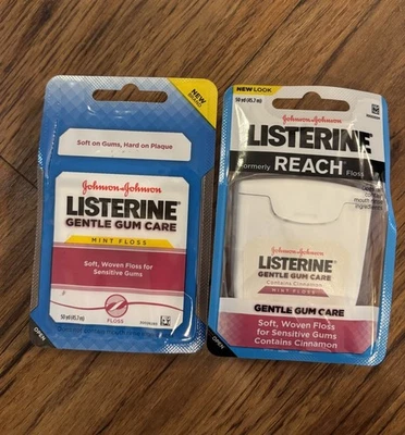 LOTE DE 2 LISTERINE Cuidado Suave de Encías Hilo Dental 50 Yardas Canela Nuevo Sellado Foto 1 de 2