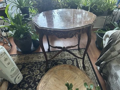 Wooden Carved Parlor Table That Needs Restoring. Great For Antique Collectors - Image 1 of 4