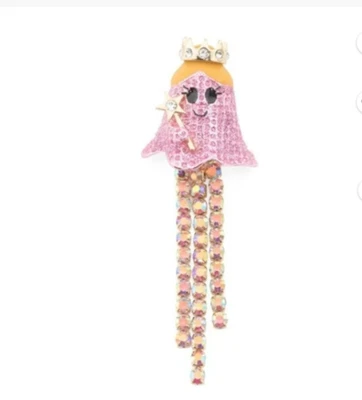 Nuevo Broche Betsey Johnson Rosa Halloween Bruja Fantasma Flecos Foto 1 de 4