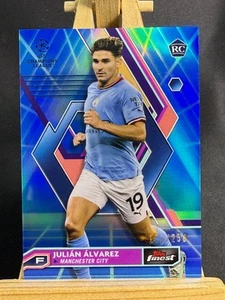 2022-23 Topps Finest UEFA Julian Alvarez Blue/Aqua Vaporwave RC Man City 121/250 - Picture 1 of 2