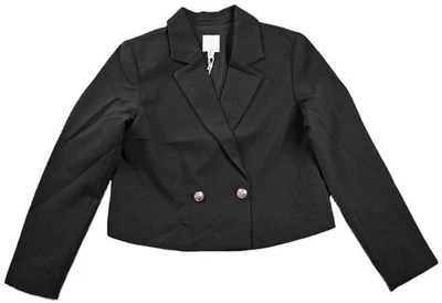 Jaqueta Joie Feminina Terno L Blazer Cropped Peito Duplo Manga Longa Preta $328 - Imagem 1 de 4