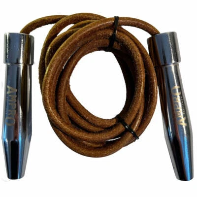 Ampro Alloy Handle Leather Skipping Rope - Steel Handle / Jump Rope / Fitness  - Image 1 of 3