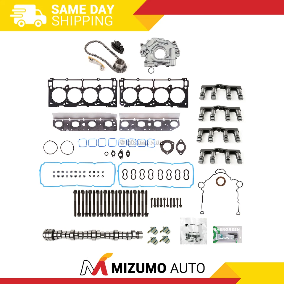 Kit completo de árbol de levas elevadores NO MDS para 09-16 Chrylser Dodge Ram 1500 5,7 L Foto 1 de 4