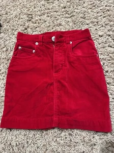 Old Navy Girl's 5T Bright Red Velvet Mini Skirt With Pockets Vintage - Picture 1 of 3