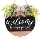 12X12 Inch Welcome To Our Porch Sign For Front Door Decor Bow Knot Wood Plaqu...