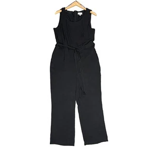 NWT Tahari Sleeveless Jumpsuit Sz 14 Black With Belt & Pockets Straight Leg Zip - Picture 1 of 8
