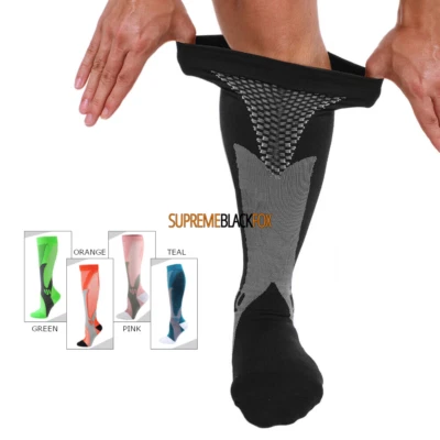 Compression Socks (4 Pairs) Support Medical 20-30mmHg Knee High Unisex (S-XXL) - Image 1 of 4