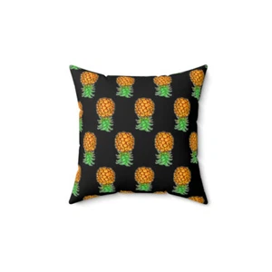 Almohada cuadrada de gamuza sintética negra al revés decoración oscilante - Imagen 1 de 9