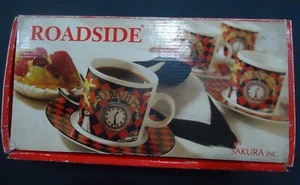 ROUTE 66 Cups Saucers Sakura Roadside Sue Zipkin Espresso Demitasse New Opened - Picture 1 of 6