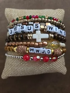 beaded bracelet women (8) Jesus Wins WWJD - Picture 1 of 5