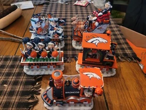 6pc lot Denver Broncos Danbury Mint Holiday halftime rail train - Picture 1 of 10