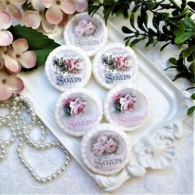 MARKENLOS 6 x Gästeseife Handseife Duftseife Nostalgie Shabby Rosen Seife Badezimmer Deko