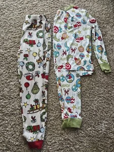 Dr Seuss Grinch Pajamas Set Shirt Pant Girl's Boy's Christmas Lot Of 3 Sz.M/L - Picture 1 of 9